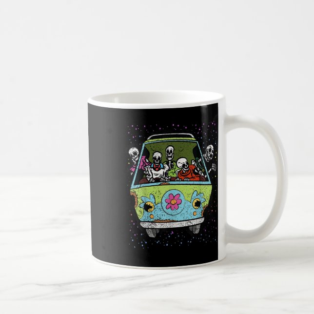 Riding Hippie Van Halloween Costume Retro Bones  Coffee Mug (Right)