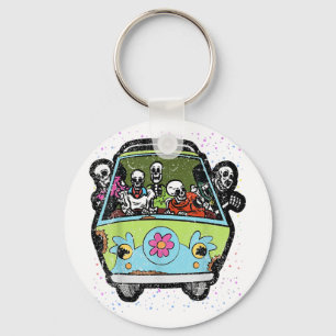 Riding Hippie Van Halloween Costume Retro Bones Key Ring