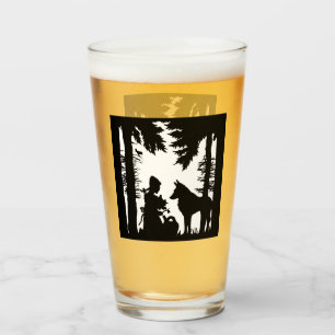 Riding Hood Sitting Under Trees Silhouette Wolf Glass