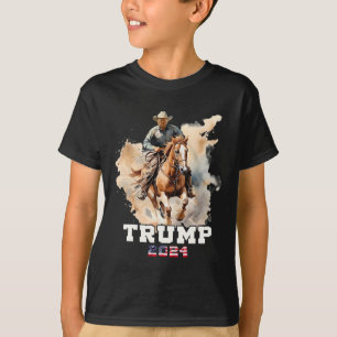 Riding Horse American Flag Cowboy 1 T-Shirt