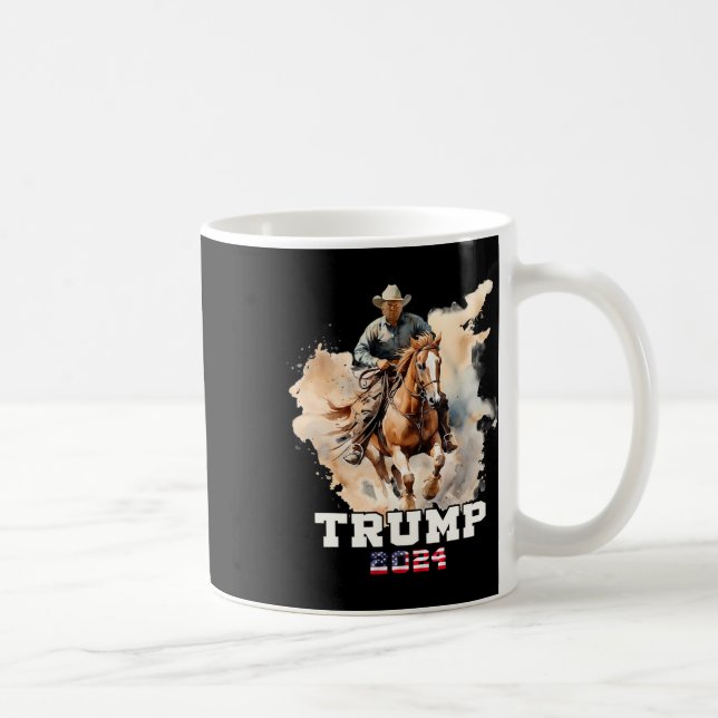 Riding Horse American Flag Cowboy  Coffee Mug (Right)