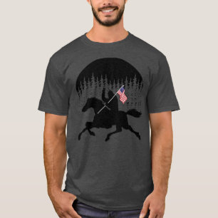 Riding Horse Riding Silhouette Usa Flag T-Shirt