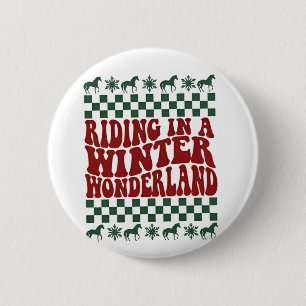 Riding in a Winter Wonderland Ugly Christmas 6 Cm Round Badge