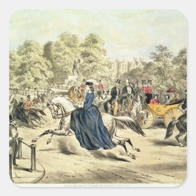Riding in Rotten Row, Hyde Park Square Sticker (Front)