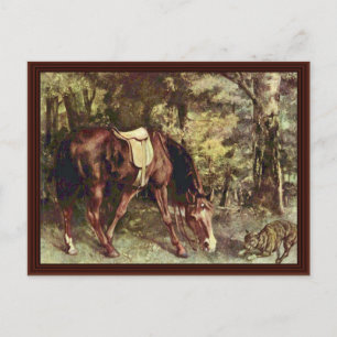 Riding In The Woods By Courbet Gustave Postcard