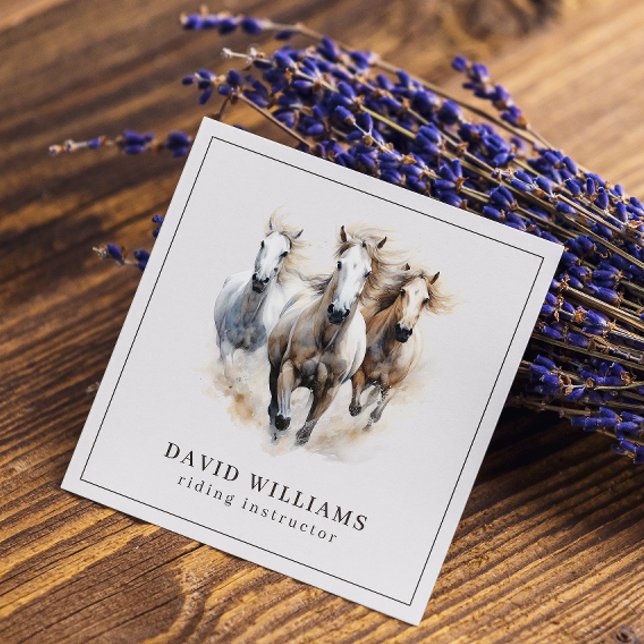 Riding Instructor | Equestrian Centre Watercolor  Square Business Card (Creator Uploaded)