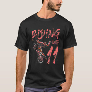 Riding Into 11 Years Old 11th Birthday Boy Dirt Bi T-Shirt