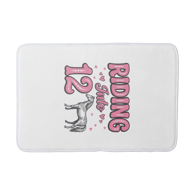 Riding Into 12 Horse Birthday Vector Design_1 Bath Mat (Front)