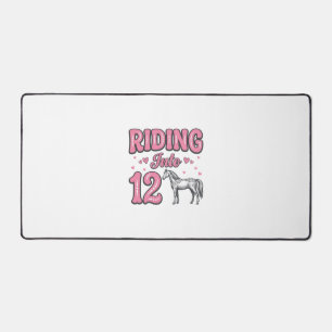 Riding Into 12 Horse Birthday Vector Design_1 Desk Mat