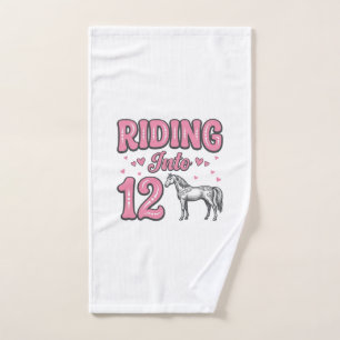 Riding Into 12 Horse Birthday Vector Design_1 Hand Towel