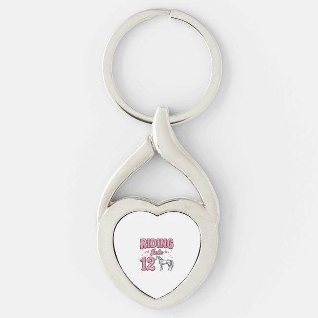 Riding Into 12 Horse Birthday Vector Design_1 Key Ring (Front)