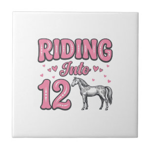 Riding Into 12 Horse Birthday Vector Design_1 Tile