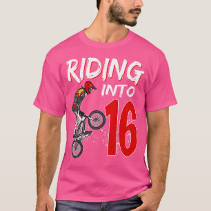Riding Into 16 Year Old Birthday Boy Bmx Bike 16Th T-Shirt