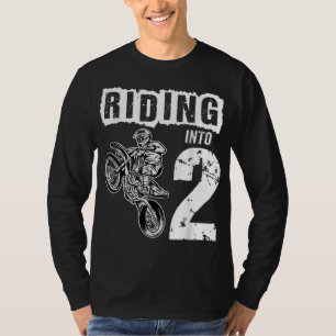 Riding Into 2 Years Old 2nd Birthday Boy Dirt Bike T-Shirt