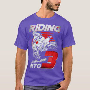 Riding Into 3 Dirt Bike 3 Years Old 3rd Birthday P T-Shirt