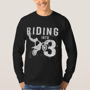 Riding Into 3 Years Old 3rd Birthday Boy Dirt Bike T-Shirt