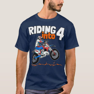 Riding into 4 Dirt Bike Kids 4 Years Old T-Shirt