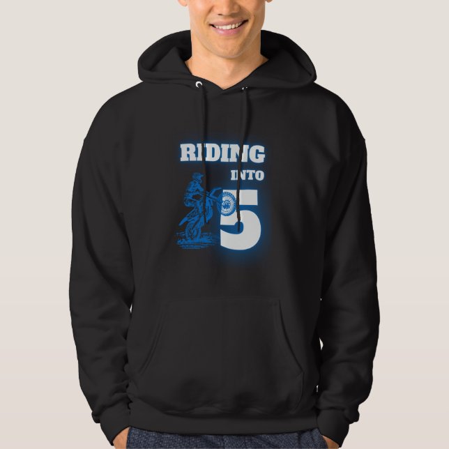 Riding Into 5 Year Old 5th Dirt Bike Birthday Part Hoodie (Front)