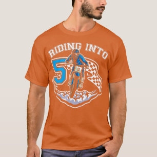 Riding Into 5 Years Old 5th Birthday Boy Dirt Bike T-Shirt