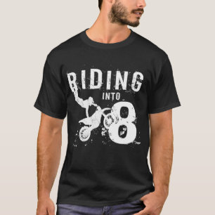 Riding Into 8 Years Old 8th Birthday Boy Dirt Bike T-Shirt