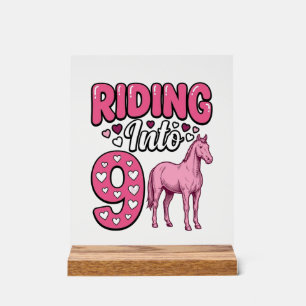 Riding Into 9 Horse Birthday Girl Vintage Shirt De Acrylic Sign