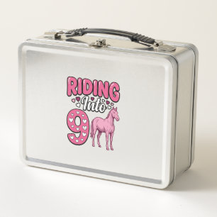 Riding Into 9 Horse Birthday Girl Vintage Shirt De Metal Lunch Box