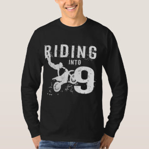 Riding Into 9 Years Old 9th Birthday Boy Dirt Bike T-Shirt