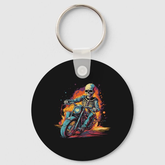 Riding Motorcycle Halloween Costume Biker  Key Ring (Front)