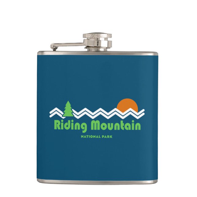 Riding Mountain National Park Retro Hip Flask (Front)