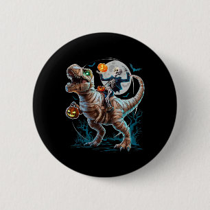Riding Mummy Pumpkin T Rex Dinosaur Funny Hallowee 6 Cm Round Badge