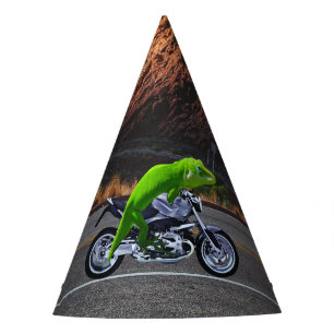 Riding Off Into Retirement Custom Gecko Motorcycle Party Hat