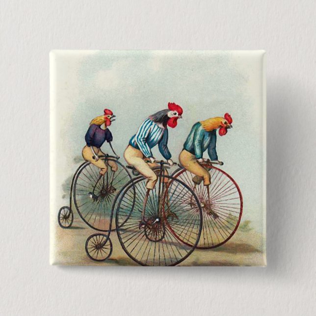 Riding Roosters 15 Cm Square Badge (Front)