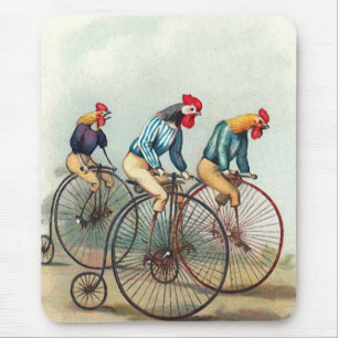 Riding Roosters Mouse Pad