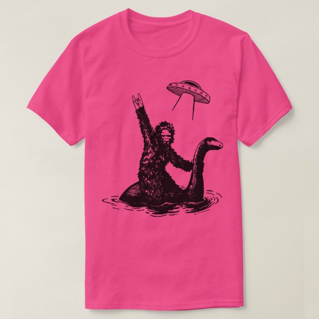 riding the Loch Ness monster with a T-Shirt (Design Front)