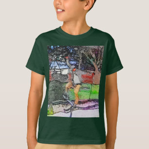 Riding the Rails - Cartoon Skateboarder Design T-Shirt