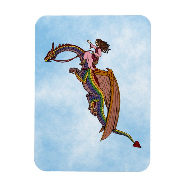 Riding the Rainbow Dragon Magnet (Vertical)