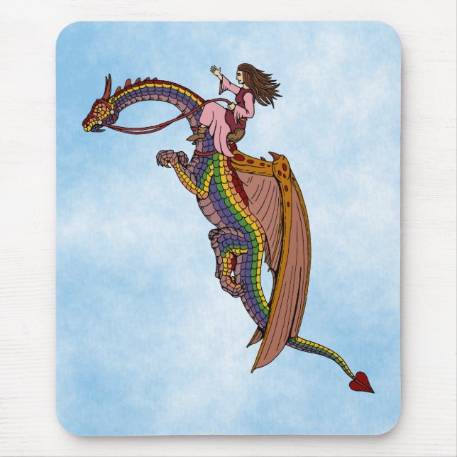 Riding the Rainbow Dragon Mouse Pad (Front)