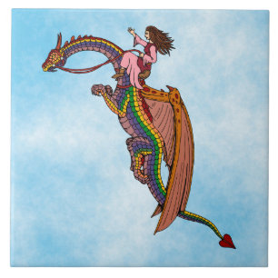 Riding the Rainbow Dragon Tile