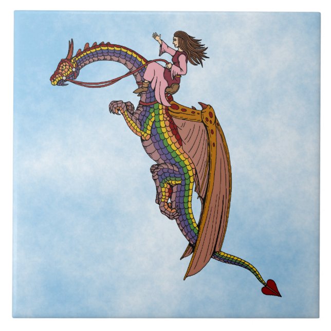 Riding the Rainbow Dragon Tile (Front)