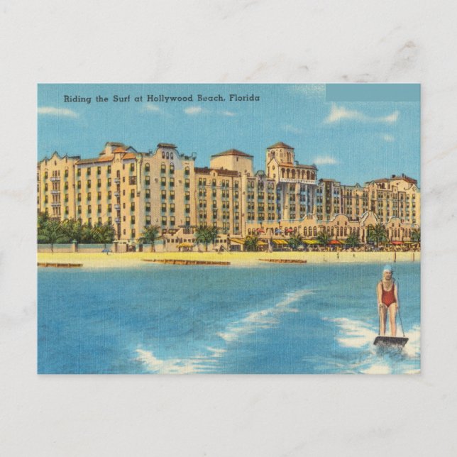 Riding the Surf at Hollywood Beach, Florida Postcard (Front)