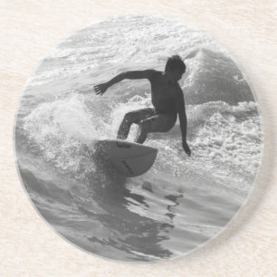 Riding The Wave Grayscale Coaster