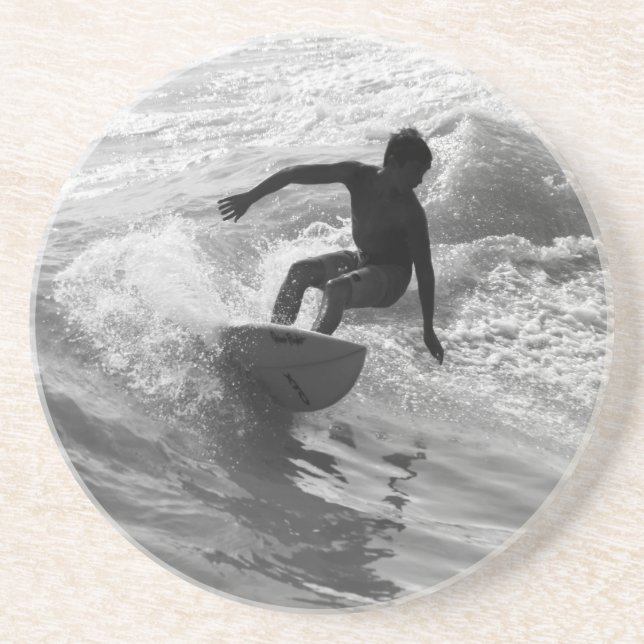 Riding The Wave Grayscale Coaster (Front)