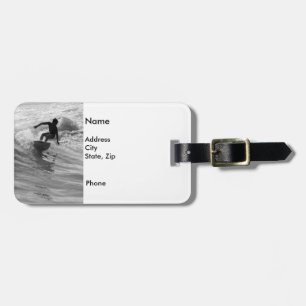 Riding The Wave Grayscale Luggage Tag