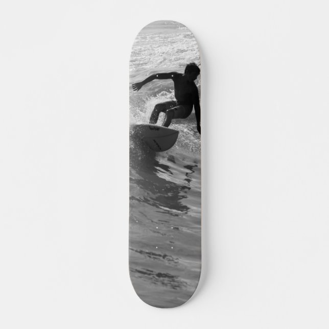 Riding The Wave Grayscale Skateboard (Front)