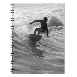 Riding The Wave Grayscale Spiral Notebook