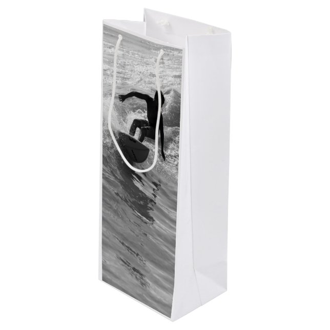 Riding The Wave Grayscale Wine Gift Bag (Front Angled)