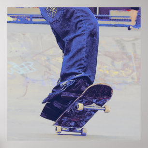 Riding the Wheels - Skateboarder Poster