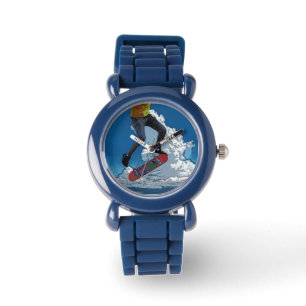 Riding the Wind - Skateboarder Poster Round Clock Watch