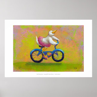 Riding to the Recital - fun happy bicycling bird Poster