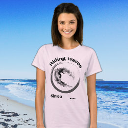 Riding waves since...black and grey surfer design T-Shirt